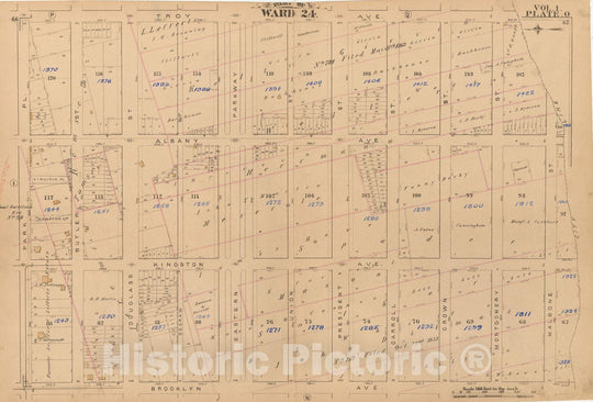 Historic Map : Atlas of Brooklyn Vol. 1, Brooklyn 1880 Plate O , Vintage Wall Art