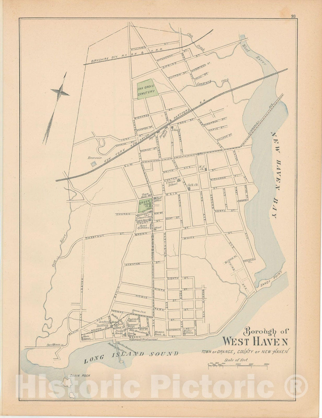 Historic Map : Orange 1893 , Town and City Atlas State of Connecticut , Vintage Wall Art