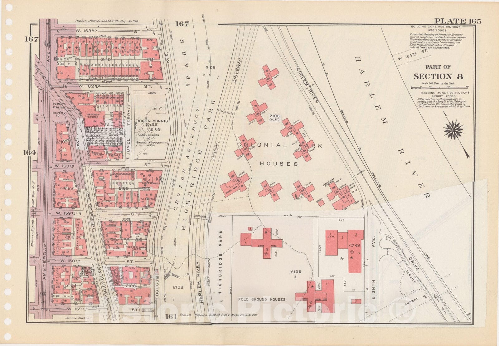 Historic Map : Manhattan Land Book 1955 - Updated Through Nov 7th, New York City 1975 Plate 165 , Vintage Wall Art