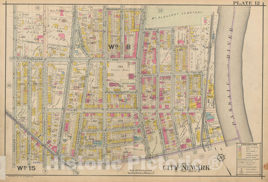 Historic Map : Atlas of Newark, Volume 1, Newark 1911 Plate 012 , Vintage Wall Art