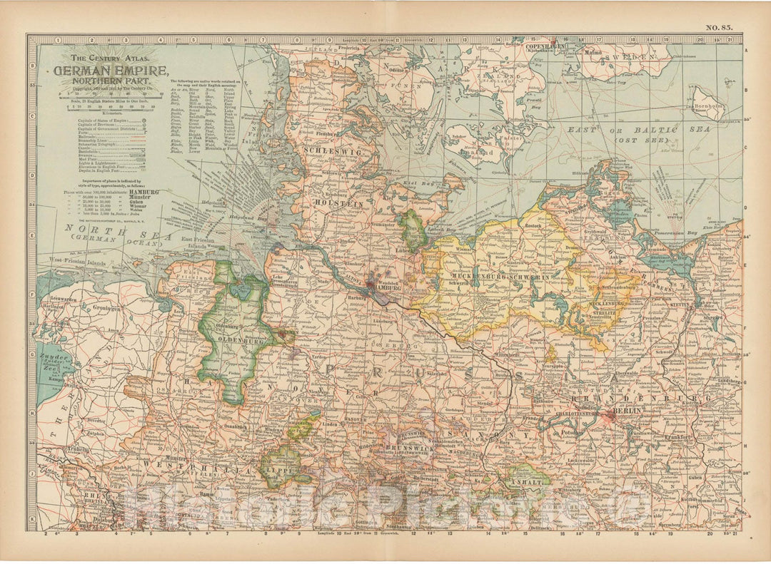 Historic Map : Germany 1914 , Century Atlas of the World, Vintage Wall Art