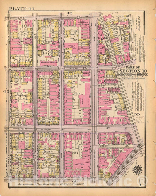 Historic Map : Borough of The Bronx, Sections 9-13, The Bronx 1928 Plate 044 , Vintage Wall Art