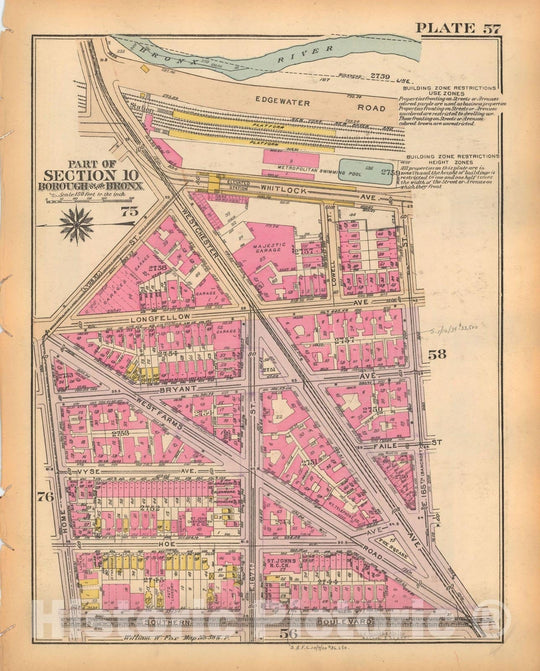 Historic Map : Borough of The Bronx, Sections 9-13, The Bronx 1928 Plate 057 , Vintage Wall Art