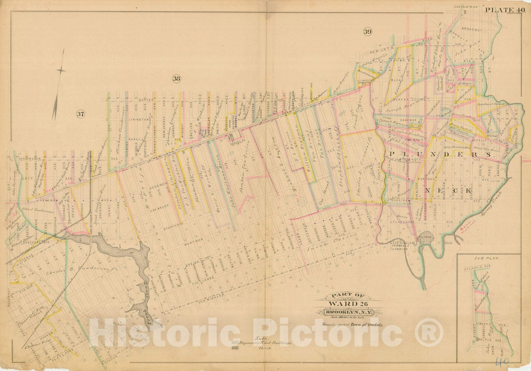 Historic Map : Robinson's Atlas City of Brooklyn, NY, Brooklyn 1886 Plate 040 , Vintage Wall Art