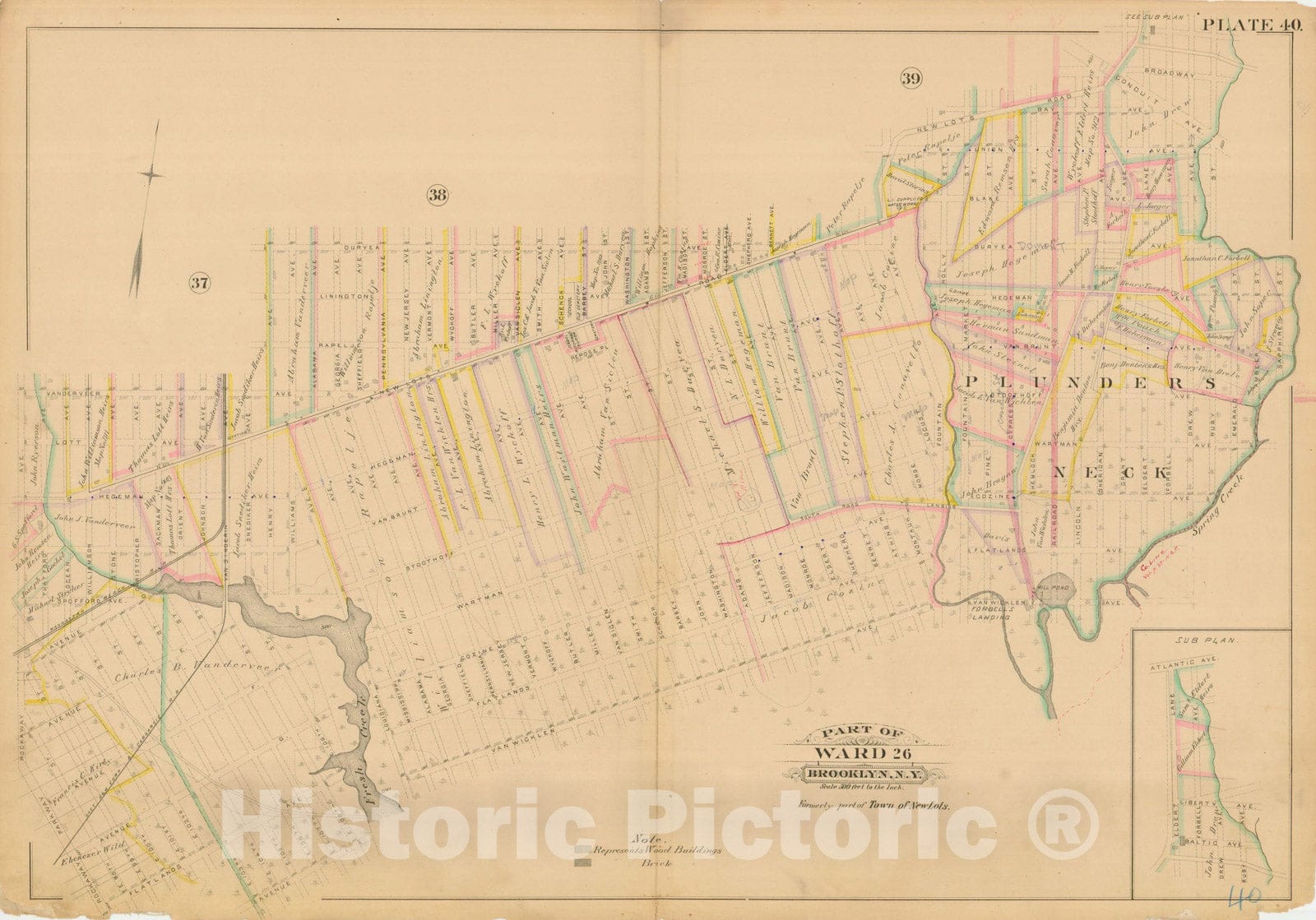 Historic Map : Robinson's Atlas City of Brooklyn, NY, Brooklyn 1886 Plate 040 , Vintage Wall Art