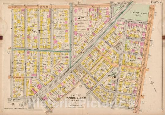 Historic Map : Atlas City of Newark, Newark 1901 Plate 005 , Vintage Wall Art