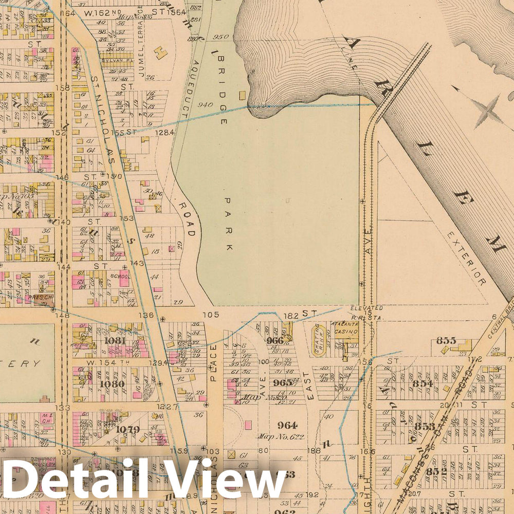 Historic Map : Manhattan & New York City 1885 Plate 030 , Robinson's Atlas City of New York , Vintage Wall Art