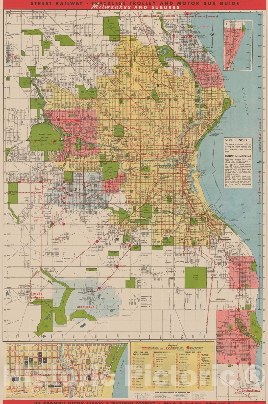 Historic Map : Milwaukee Transit Map 1946 Railroad Catography , Vintage Wall Art