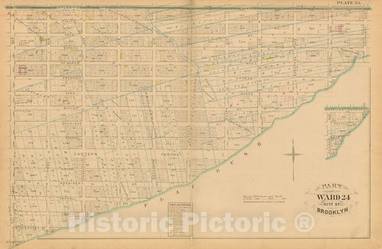 Historic Map : Atlas Entire City of Brooklyn Complete in One Volume, Brooklyn 1880 Plate 033 , Vintage Wall Art