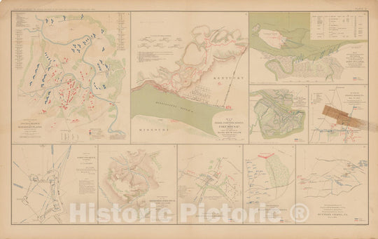 Historic Map : Civil War Atlas of the Union and Confederate Armies, Battles in FL, GA, KY & VA 1895 , Vintage Wall Art