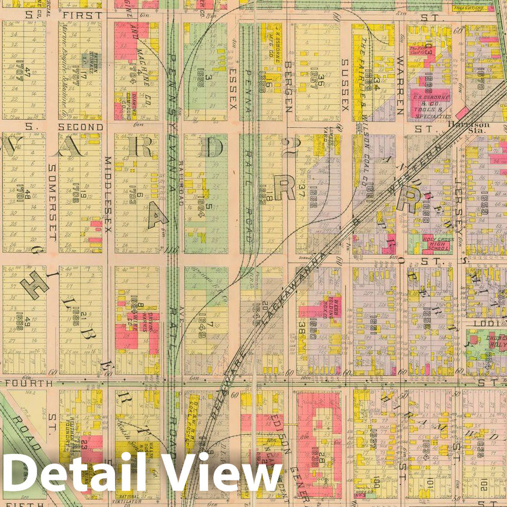 Historic Map : Atlas of Hudson County New Jersey, East Newark & Harrison 1909 Plate 022 , Vintage Wall Art