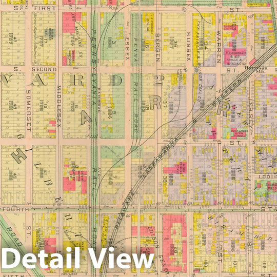 Historic Map : Atlas of Hudson County New Jersey, East Newark & Harrison 1909 Plate 022 , Vintage Wall Art