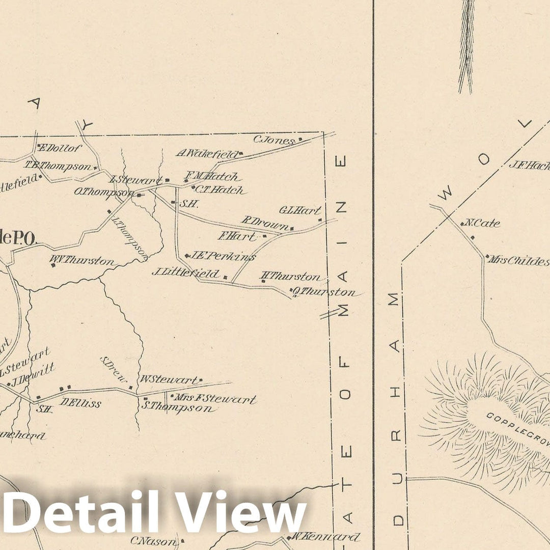 Historic Map : Brookfield & Eaton 1892 , Town and City Atlas State of New Hampshire , Vintage Wall Art