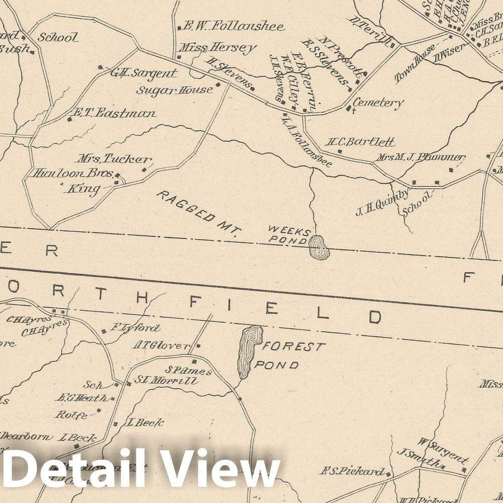 Historic Map : Canterbury & Hill 1892 , Town and City Atlas State of New Hampshire , Vintage Wall Art