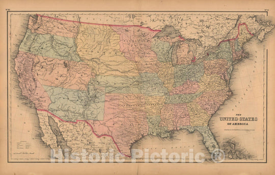 Historic Map : General Atlas (Of The World), United States 1857 , Vintage Wall Art