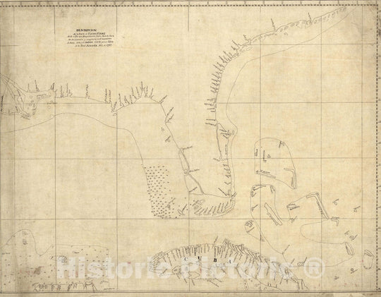 Historic Map : Florida & Cuba 1757 Topographic Map , Vintage Wall Art