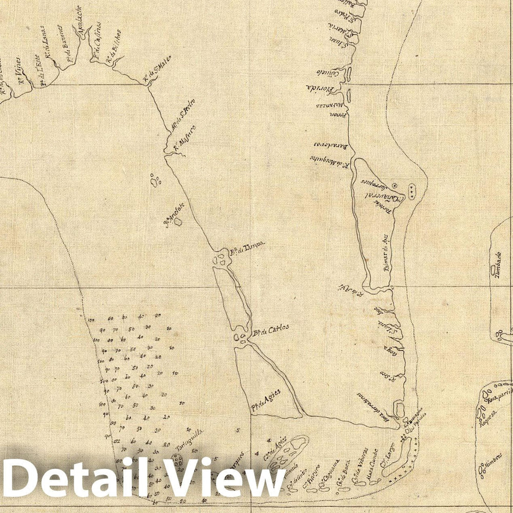 Historic Map : Florida & Cuba 1757 Topographic Map , Vintage Wall Art