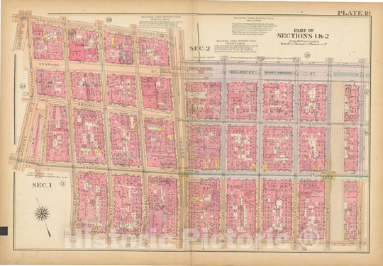 Historic Map : Atlas City of New York, Borough of Manhattan, Vol 1, Batery to 14th St 1922 - 1935 Plate 018 , Vintage Wall Art