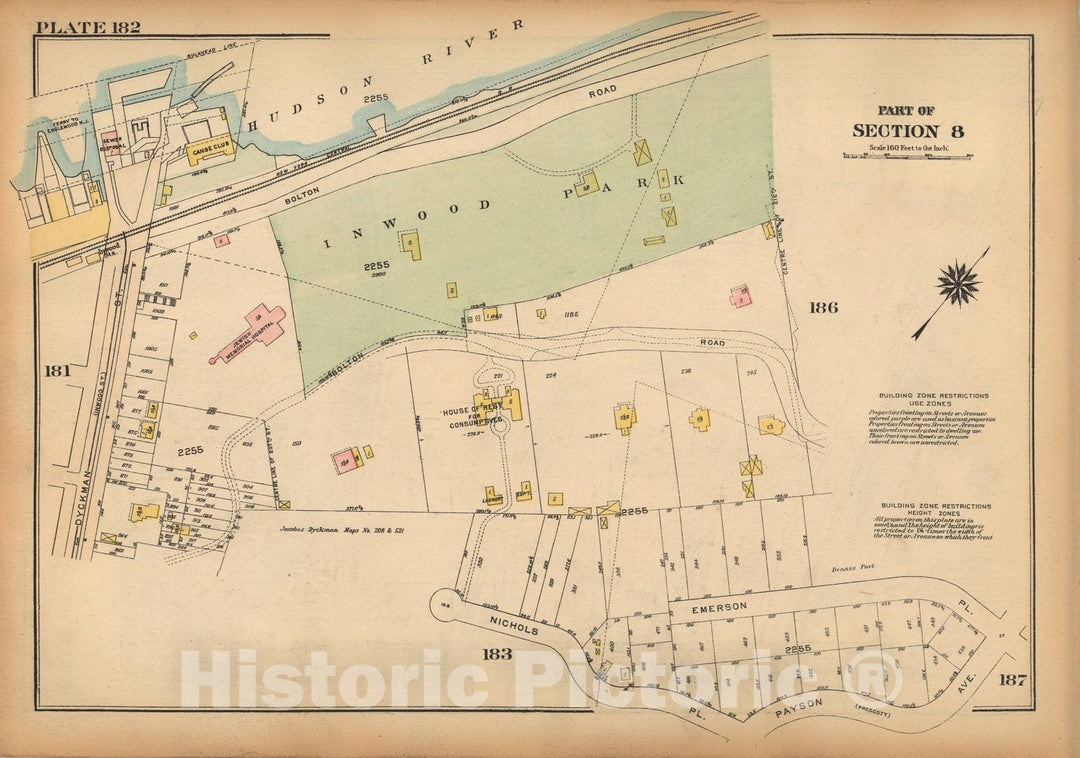 Historic Map : Land Book of the Borough of Manhattan, City of NY, Manhattan 1925 Plate 182 , Vintage Wall Art