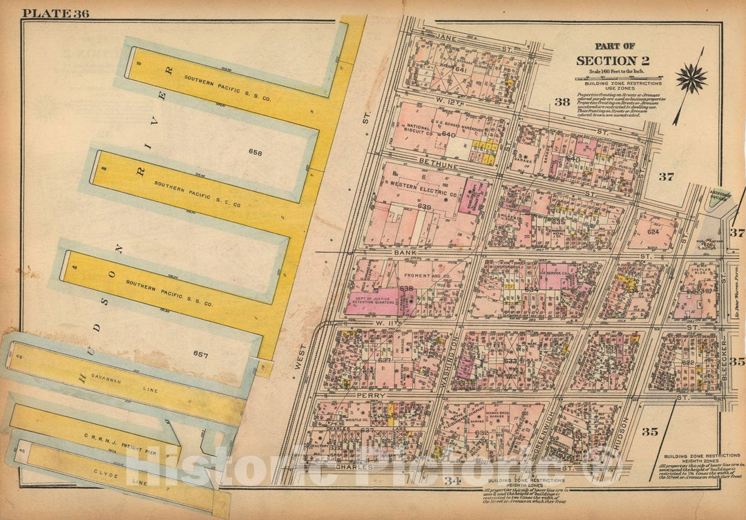 Historic Map : Land Book of the Borough of Manhattan, City of NY, Manhattan 1925 Plate 036 , Vintage Wall Art