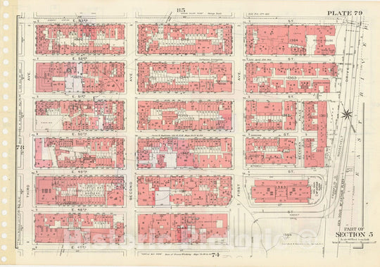 Historic Map : Manhattan Land Book 1955 - Updated Through Nov 7th, New York City 1975 Plate 079 , Vintage Wall Art