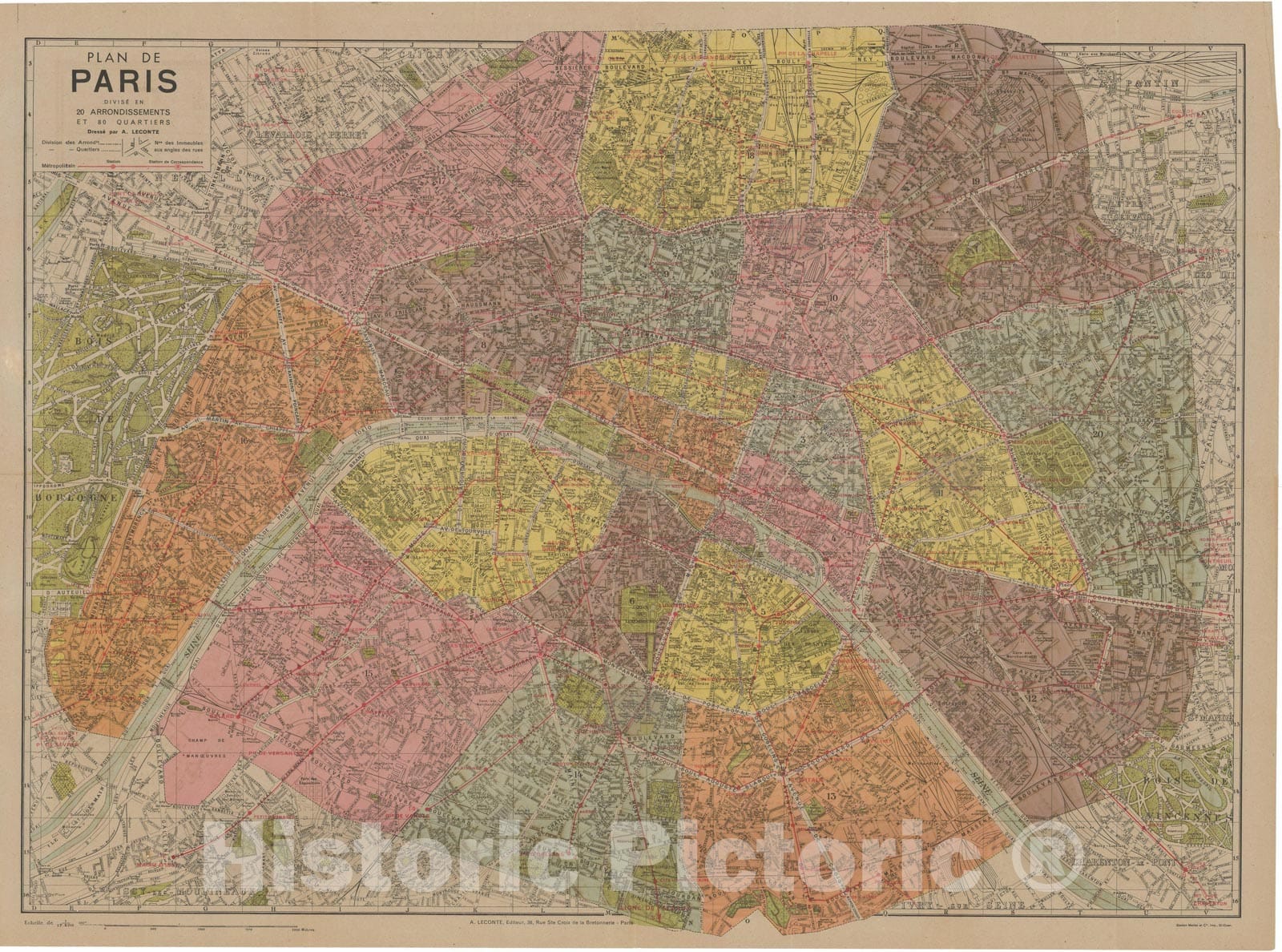 Historic Map : Europe, Paris 1940 , Vintage Wall Art