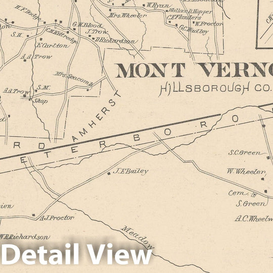 Historic Map : Mount Vernon & Sharon 1892 , Town and City Atlas State of New Hampshire , Vintage Wall Art