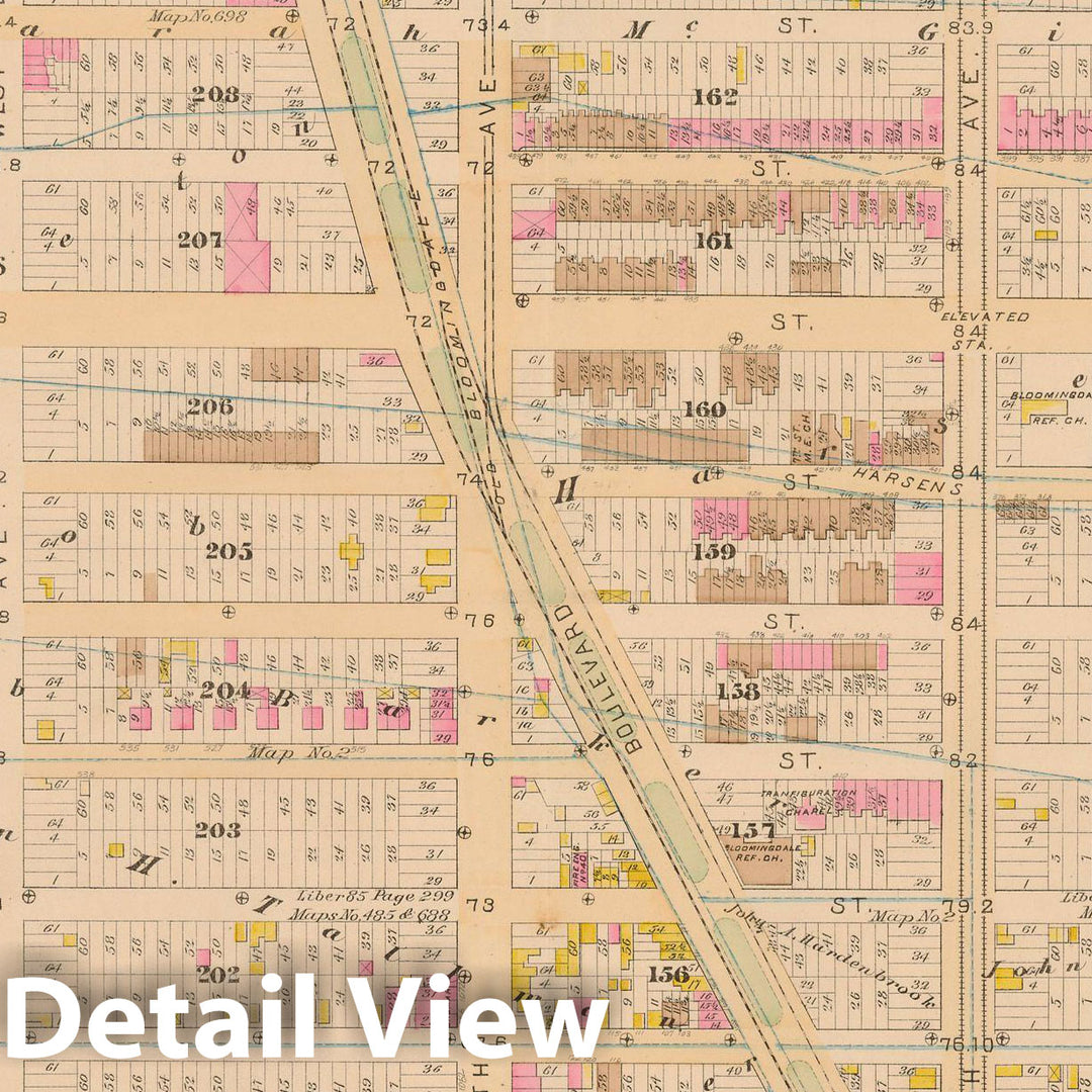 Historic Map : Manhattan & New York City 1885 Plate 023 , Robinson's Atlas City of New York , Vintage Wall Art