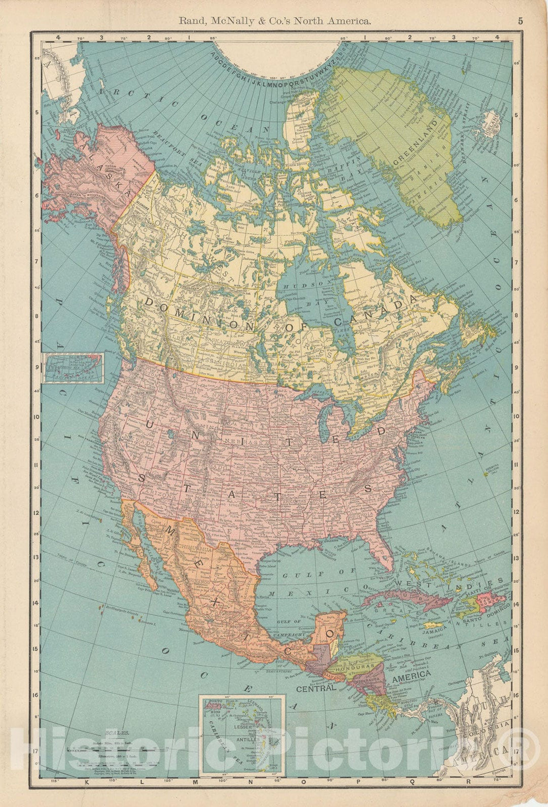 Historic Map : North America 1903 , Rand McNally Business Atlas , Vintage Wall Art