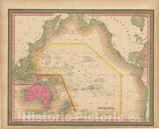 Historic Map : Oceania 1847 , A New Universal Atlas of the World , Vintage Wall Art