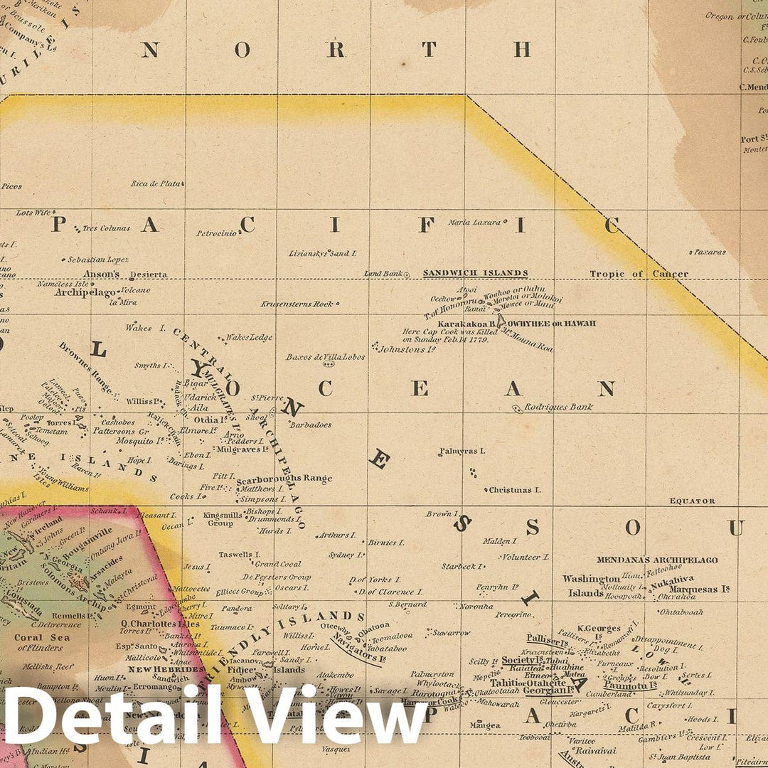 Historic Map : Oceania 1847 , A New Universal Atlas of the World , Vintage Wall Art