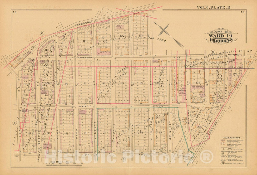 Historic Map : Atlas of Brooklyn Vols. 5 & 6, Brooklyn 1880 Vol. 6 Plate R , Vintage Wall Art