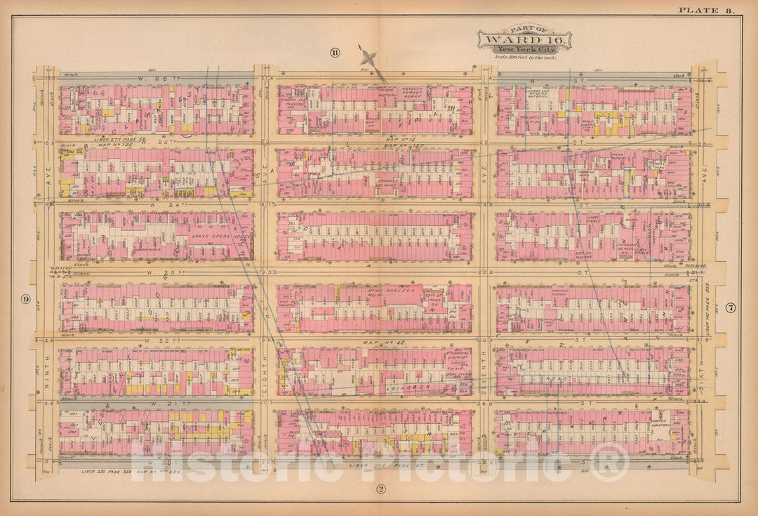 Historic Map : Atlas City of New York, Vol. 3; 16, Manhattan 1883 Plate 008 , Vintage Wall Art