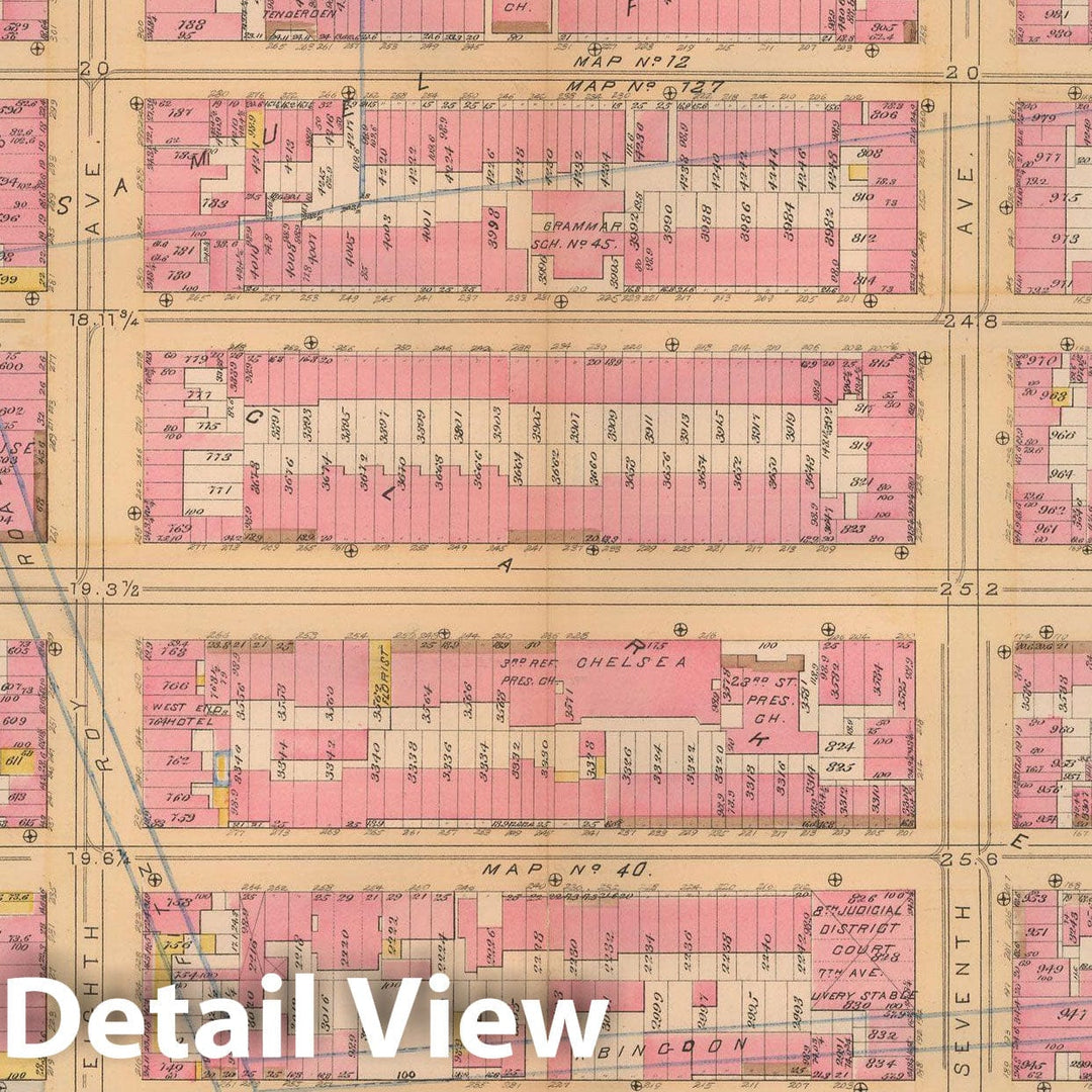 Historic Map : Atlas City of New York, Vol. 3; 16, Manhattan 1883 Plate 008 , Vintage Wall Art