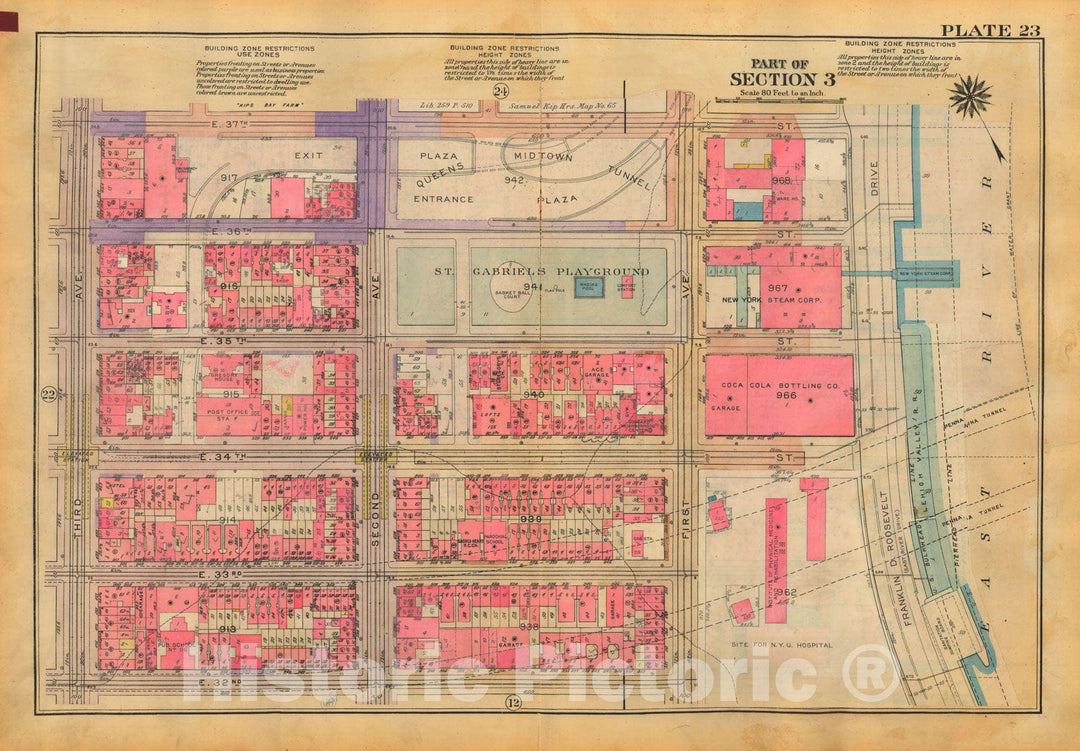 Historic Map : Atlas City of New York, Borough of Manhattan, Volume Two, 14th Street to 59th Street, Manhattan 1928 Plate 023 , Vintage Wall Art