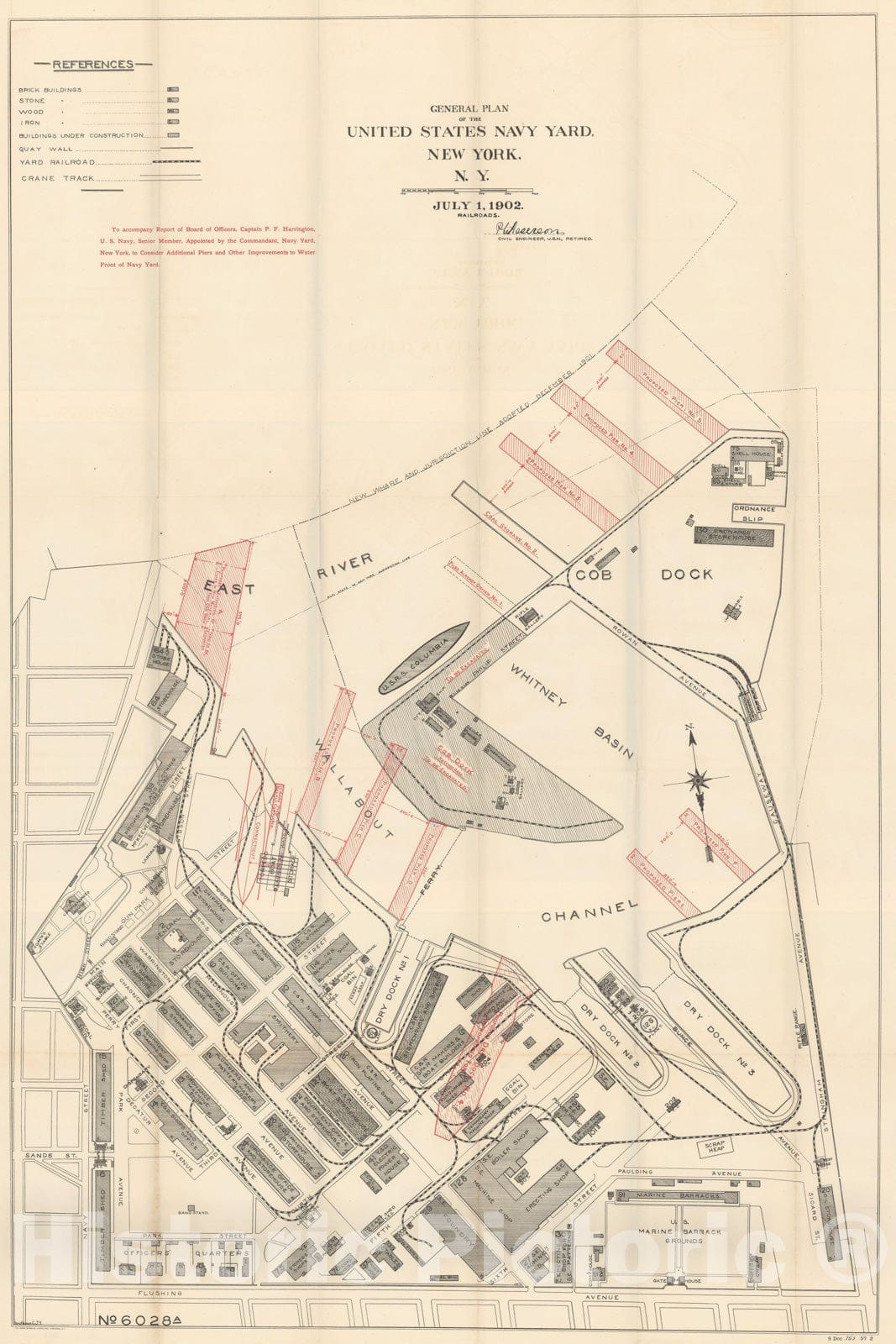 Historic Map : Brooklyn Navy Yard 1902 , Vintage Wall Art