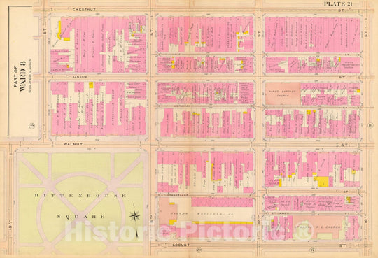 Historic Map : Philadelphia 1908 Plate 021 , Vintage Wall Art