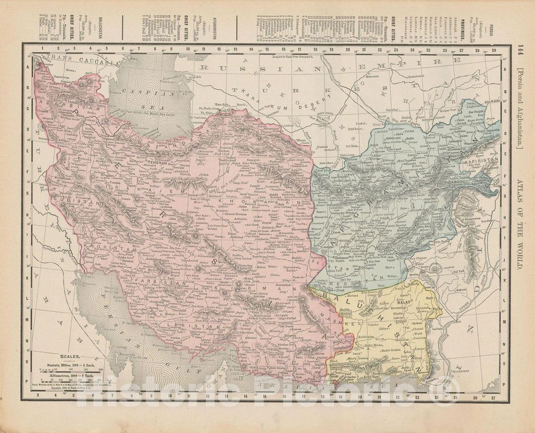 Historic Map : Persia & Afghanistan & Iran 1900 , Universal Atlas World , Vintage Wall Art