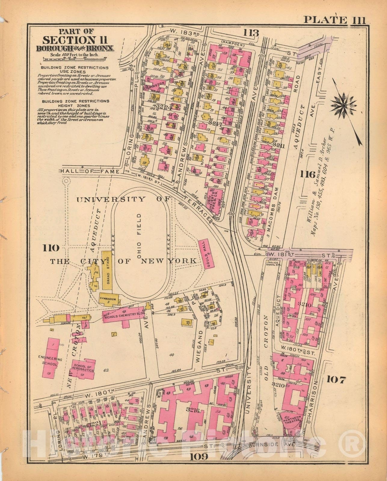 Historic Map : Borough of The Bronx, Sections 9-13, The Bronx 1928 Plate 111 , Vintage Wall Art