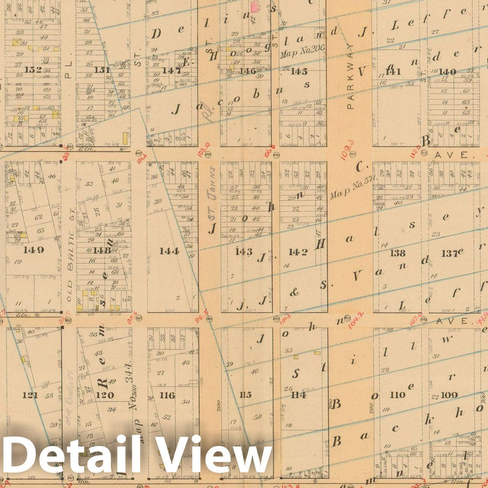 Historic Map : Robinson's Atlas City of Brooklyn, NY, Brooklyn 1886 Plate 025 , Vintage Wall Art