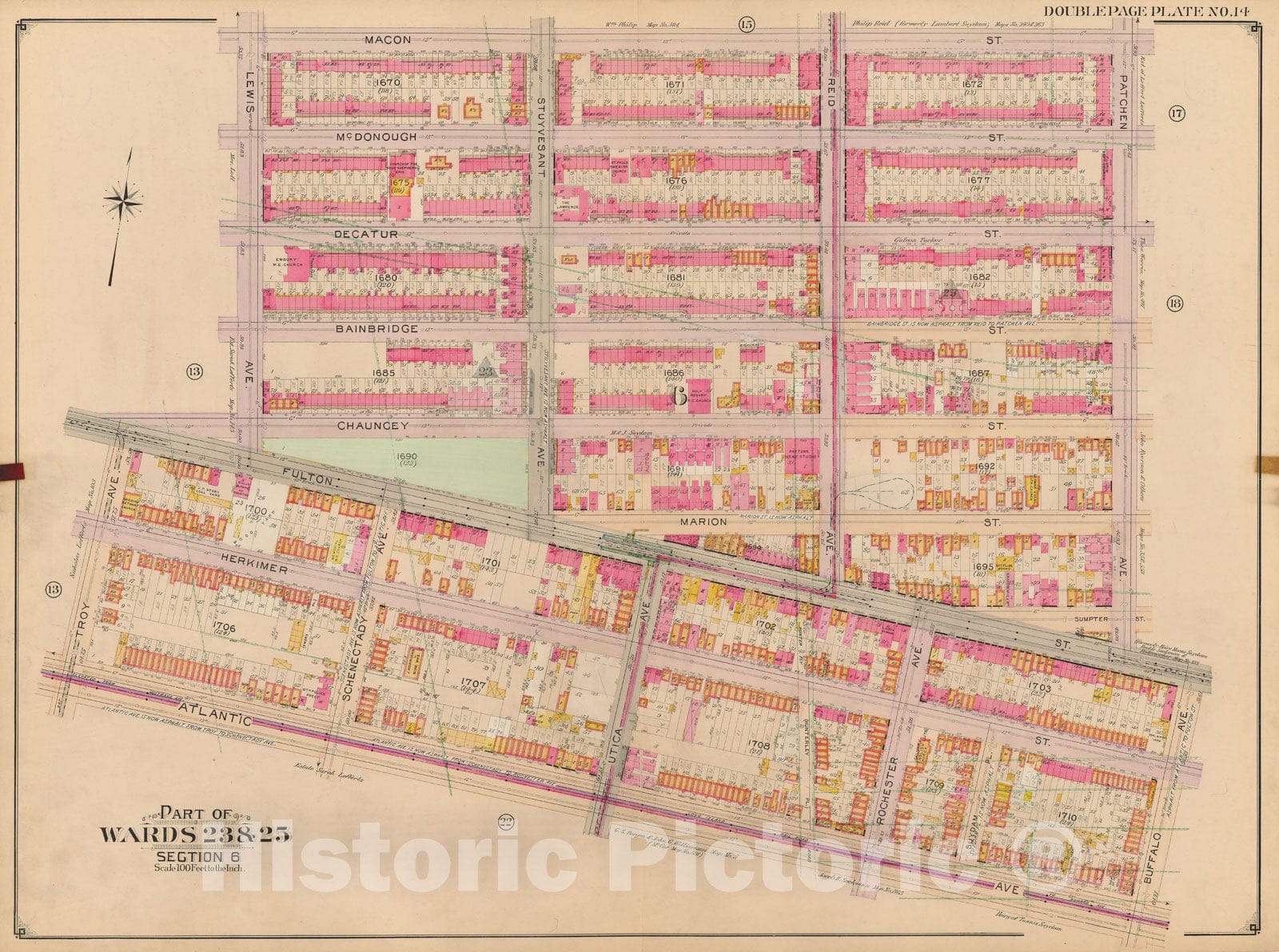 Historic Map : Brooklyn 1904 Plate 014 , Atlas Borough of Brooklyn , Vintage Wall Art