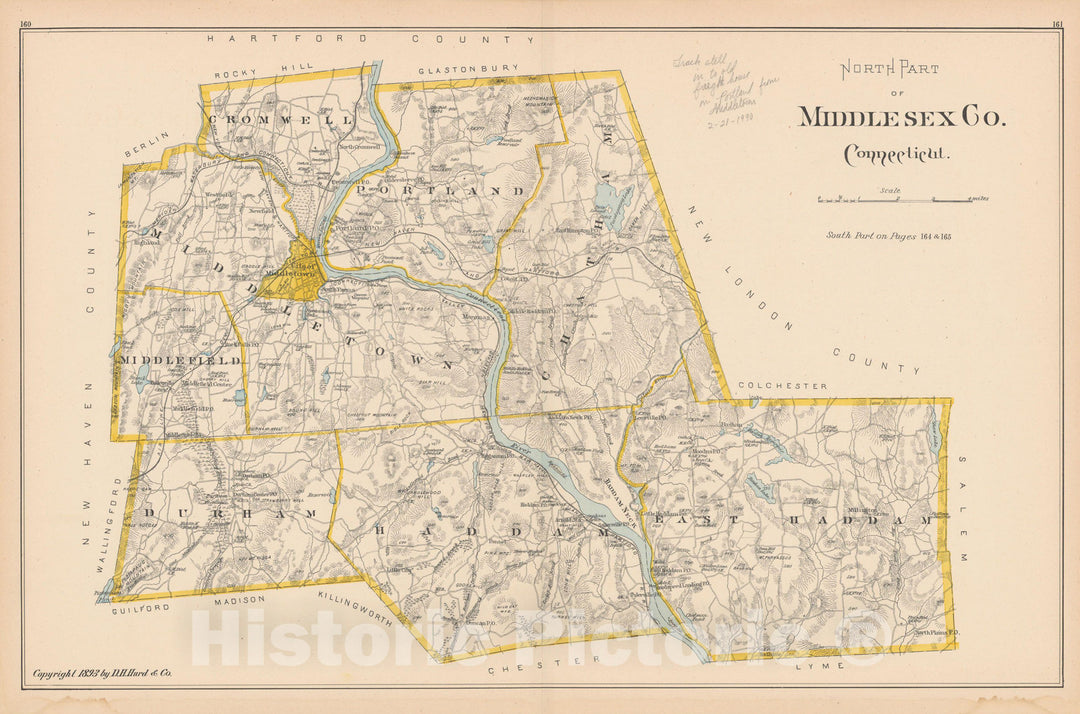 Historic Map : Middlesex 1893 , Town and City Atlas State of Connecticut , Vintage Wall Art