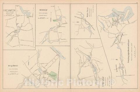 Historic Map : Chatham & Chester & East Haddam & Essex & Middlefield & Saybrook 1893 , Town and City Atlas State of Connecticut , Vintage Wall Art