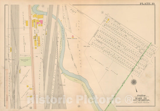 Historic Map : Atlas City of Boston Ward 26 Hyde Park, Hyde Park 1912 Plate 019 , Vintage Wall Art