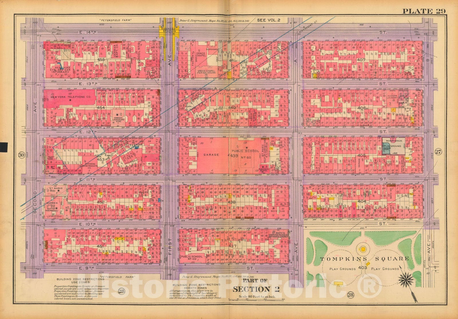 Historic Map : Atlas City of New York, Borough of Manhattan, Volume One, Battery to 14th Street, Manhattan 1922 Plate 029 , Vintage Wall Art