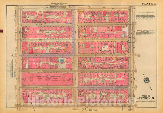 Historic Map : Atlas City of New York, Borough of Manhattan, Volume Two, 14th Street to 59th Street, Manhattan 1928 Plate 005 , Vintage Wall Art