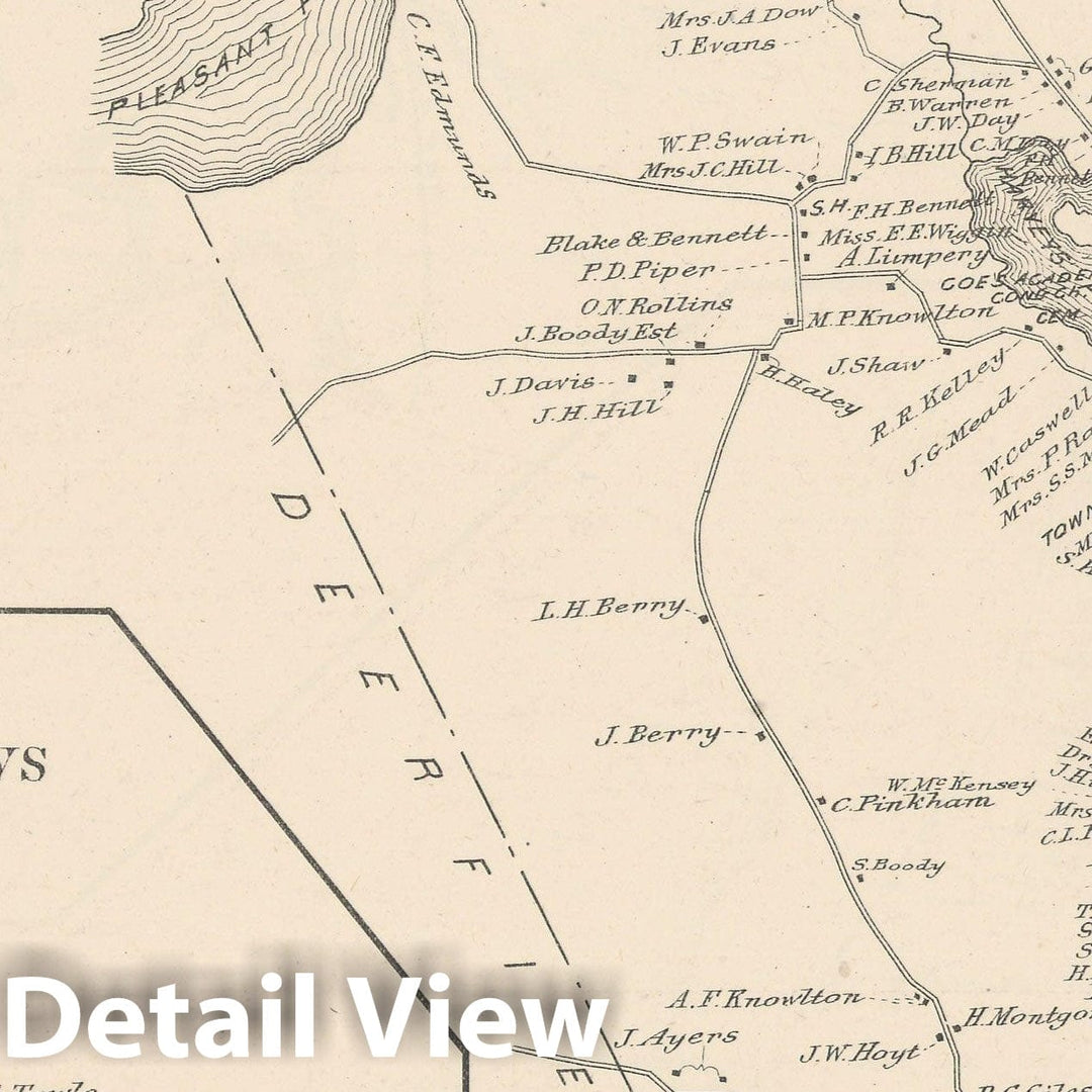 Historic Map : Northwood 1892 , Town and City Atlas State of New Hampshire , Vintage Wall Art