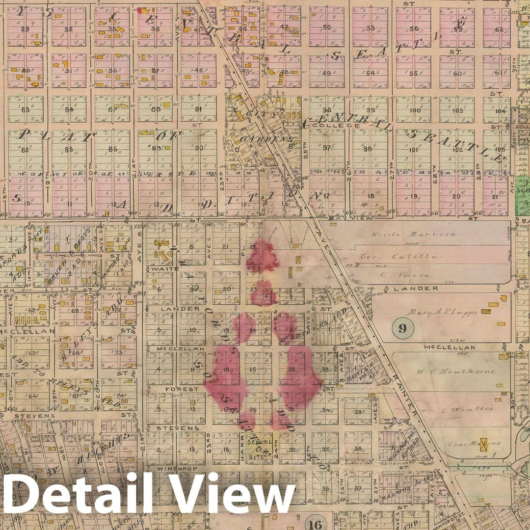 Historic Map : Real Estate Atlas of Surveys of Seattle, Seattle 1912 Plate 025 , Vintage Wall Art