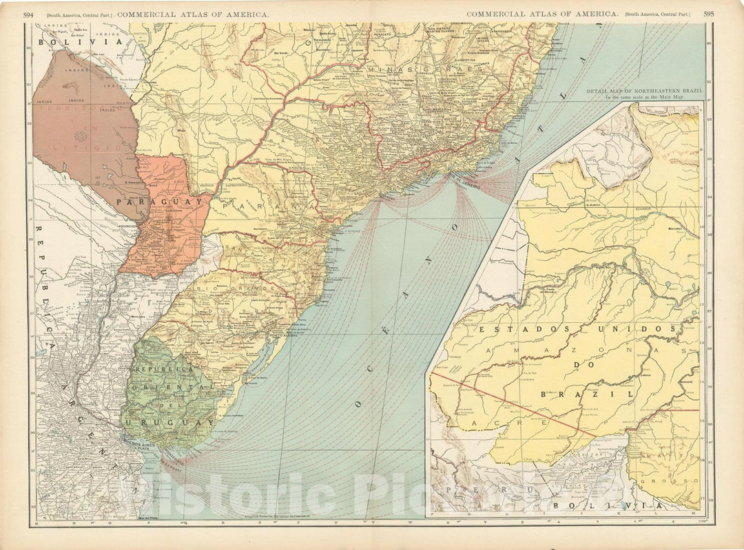 Historic Map : Commercial Atlas of America, 56th Edition, South America 1925 , v2, Vintage Wall Art