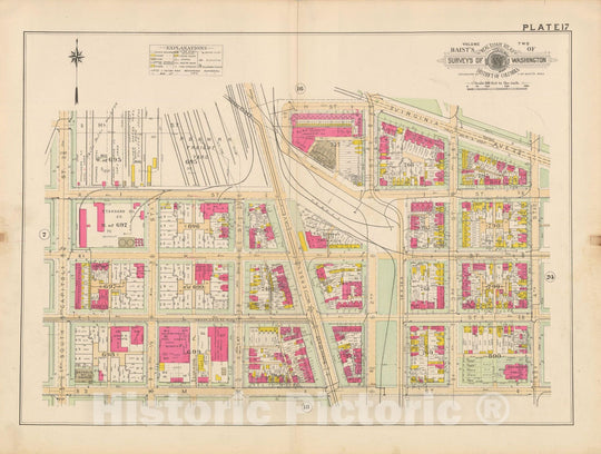 Historic Map : Atlas of Washington D.C. Volume 2 (NE, SE, SW), Washington 1928 Plate 017 , Vintage Wall Art